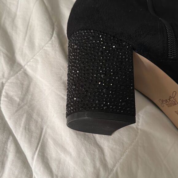 Jewel Badley Mischka Womens Black NWT Evalina Block Heel Boots 9.5 - Picture 16 of 16